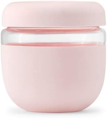 Pink silicone and glass storage jar.