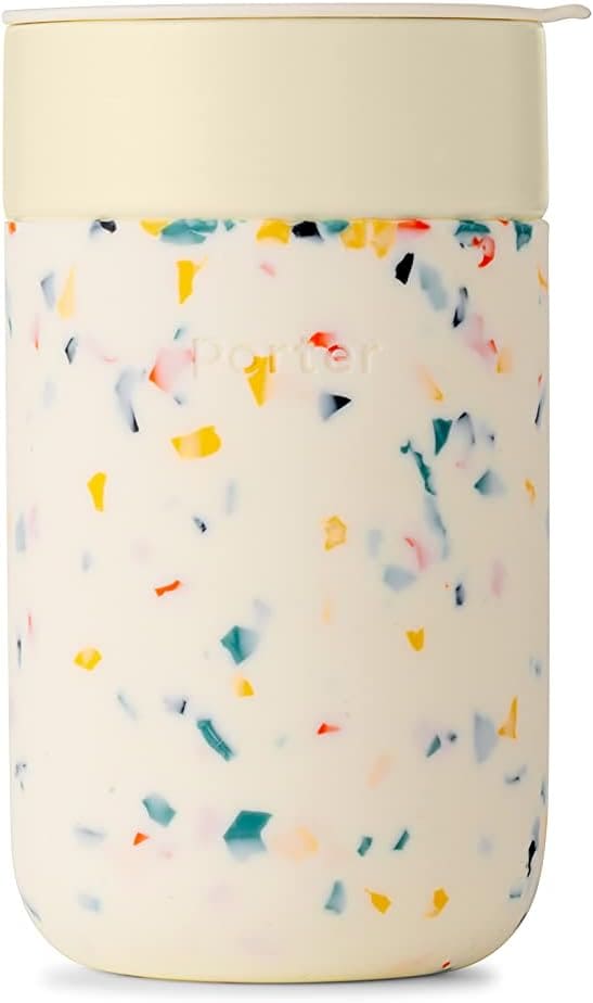 Porter speckled travel mug, cream.