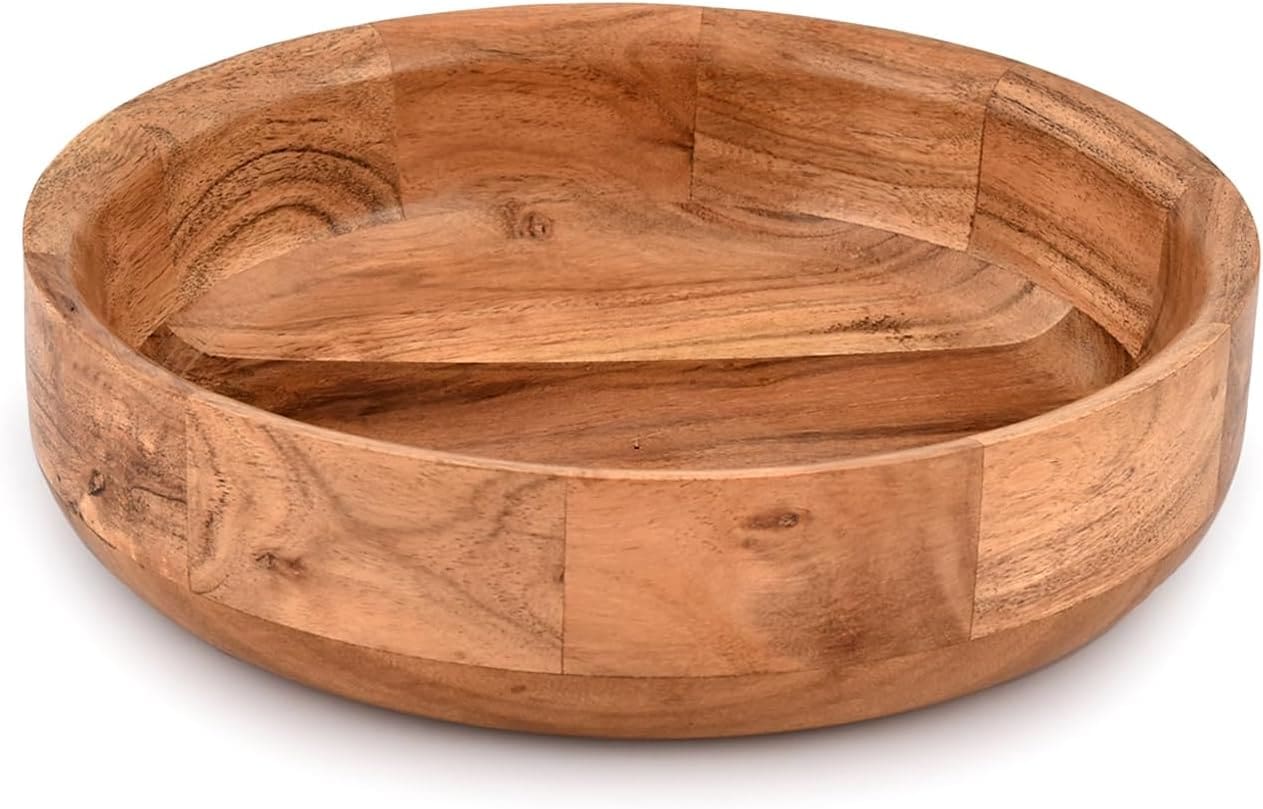 Wooden serving bowl with divider.