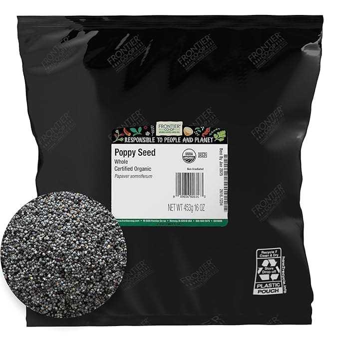 Organic poppy seeds, 16 oz bag.