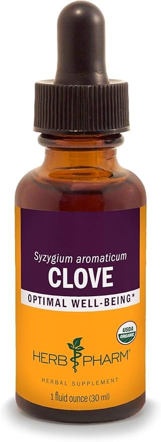 Herb Pharm organic clove supplement bottle.