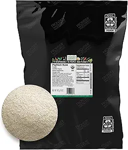 Here's an alt tag for the image: `Bulk bag of psyllium husk powder`