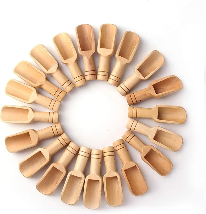 Wooden scoops arranged in a circle.