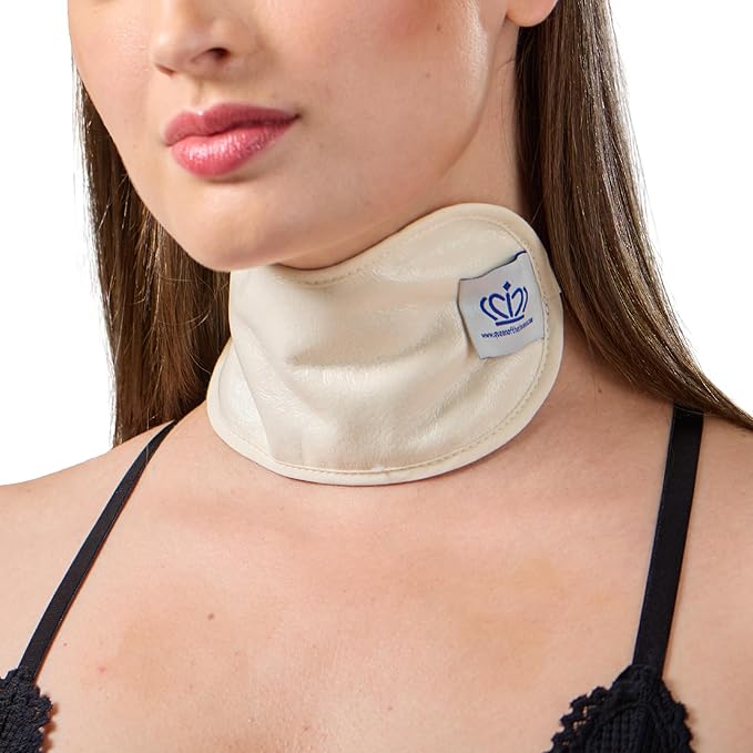 Cream leatherette neck collar.