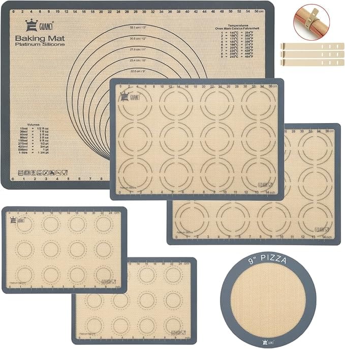 Silicone baking mats, various sizes.