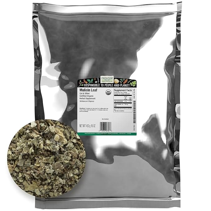 Organic Mullein Leaf, 16 oz bag.