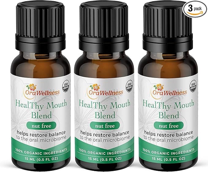 Three bottles of HealThy Mouth Blend.