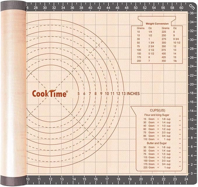 Baking mat with measurement guide.