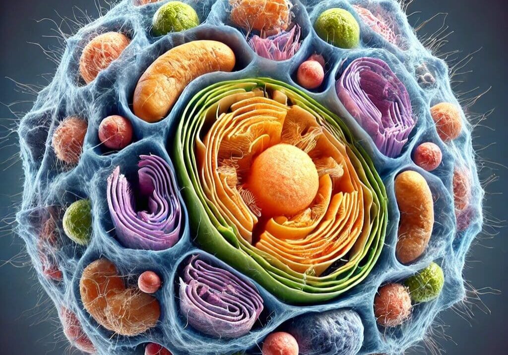 Detailed illustration of a eukaryotic cell.